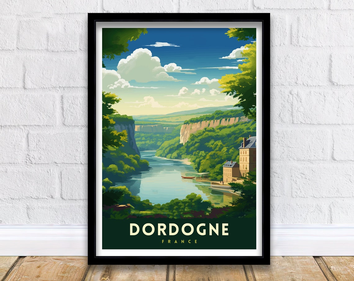 Dordogne France Travel Print Dordogne Wall Decor Dordogne Poster France Travel Prints Dordogne Art Print Dordogne Illustration Dordogne