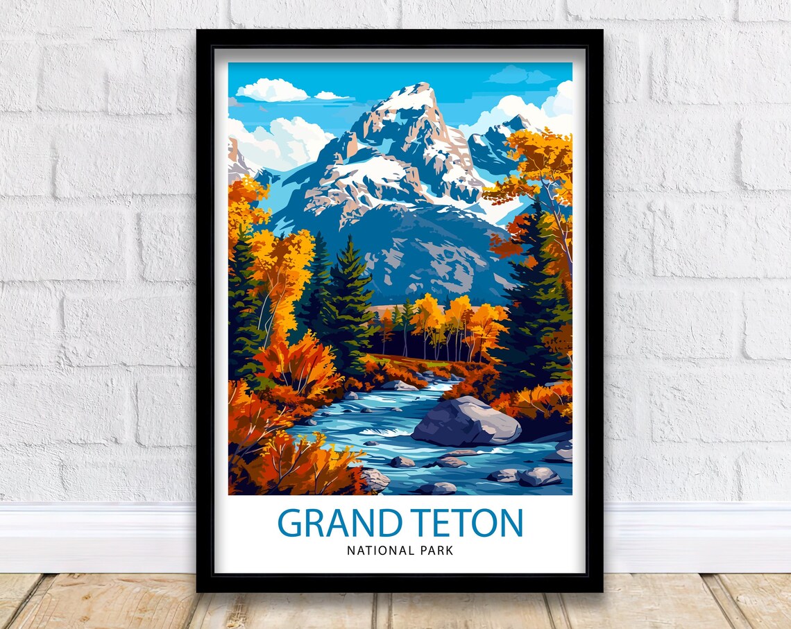 Grand Teton National Park Travel Print Wall Decor Wall Art Grand Teton Wall Hanging Home Dcor Grand Teton Gift Art Lovers Usa Art Lover