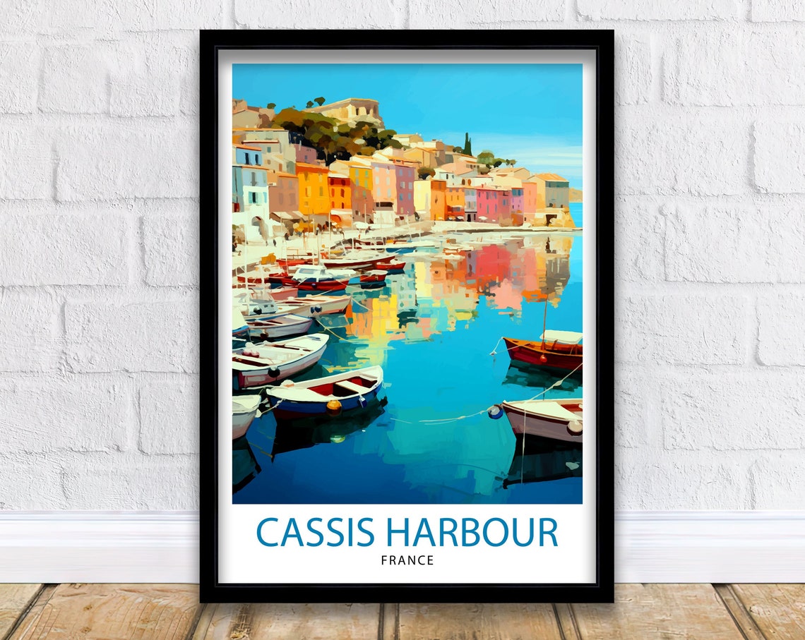 Cassis Harbour France Pastel Quay Sunlit Boats Reflection Poster