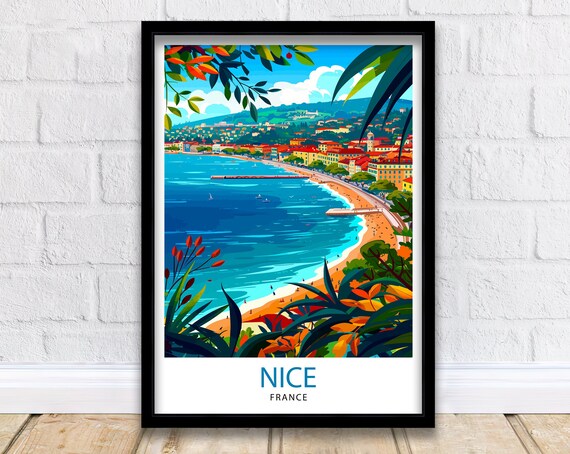 Nice France Illustration French Riviera Travel Poster