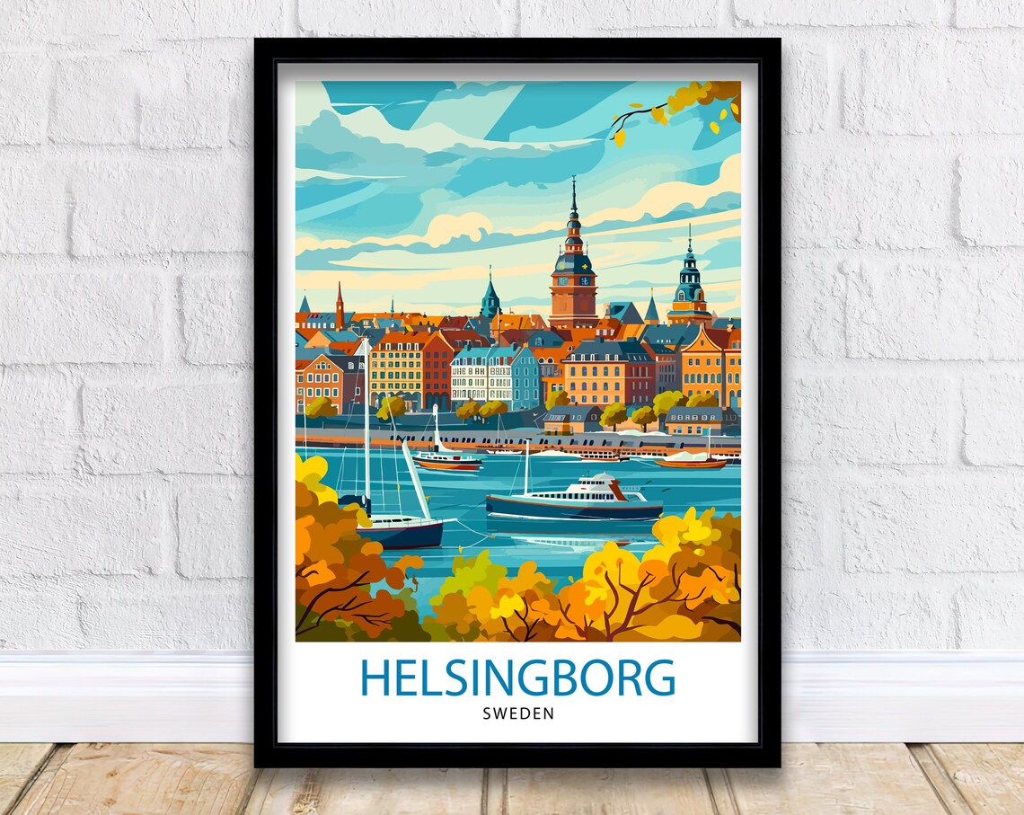 Helsingborg Sweden Scenic City Travel Poster