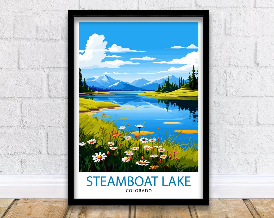 Steamboat Lake Colorado Travel Print Colorado Wall Decor Steamboat Lake Poster Mountain Lake Travel Prints Colorado Art Print Steamboat