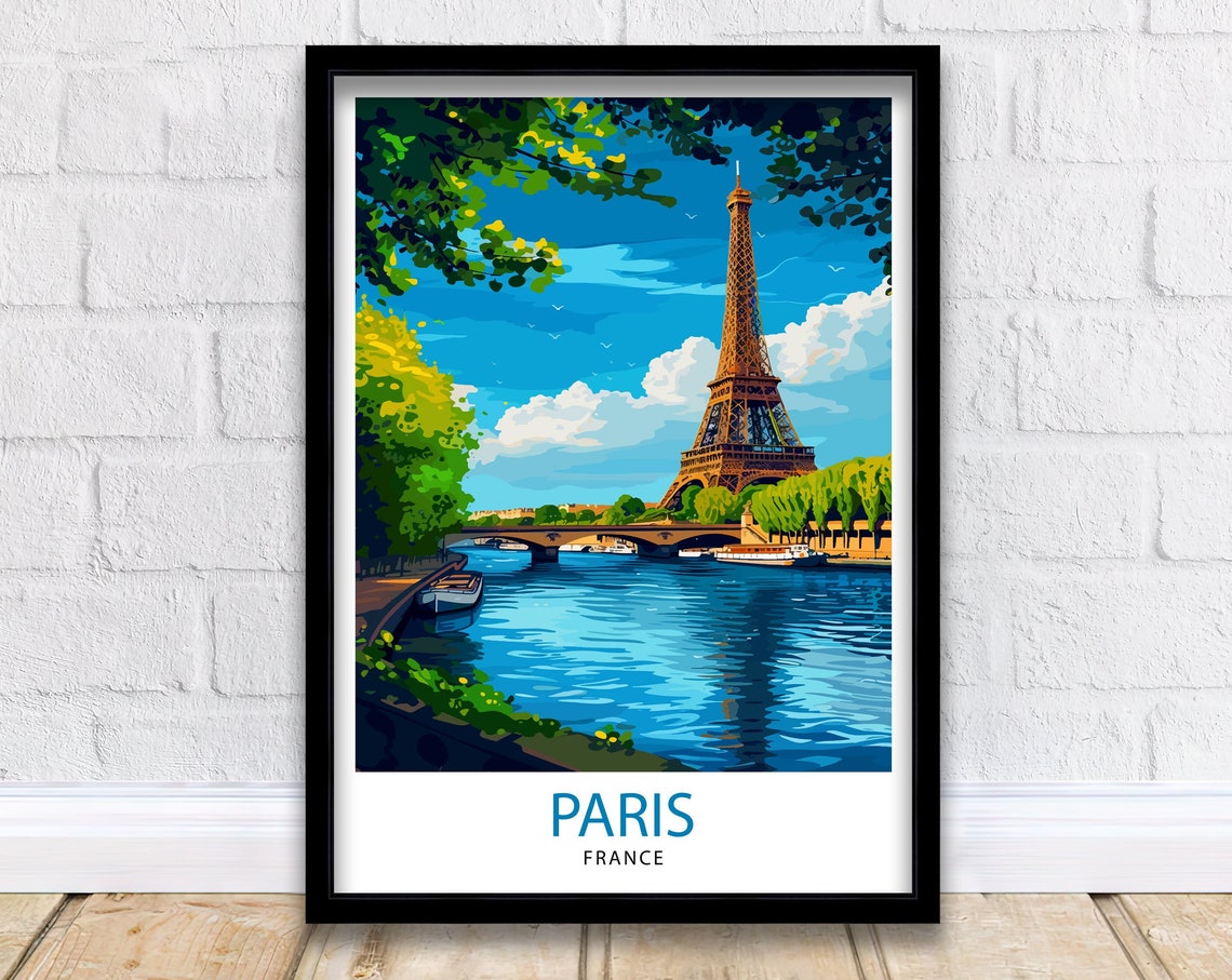 Paris France Travel Print Paris Wall Art Eiffel Tower Art France Travel Poster Paris Home Decor French Illustration Parisian Art Print