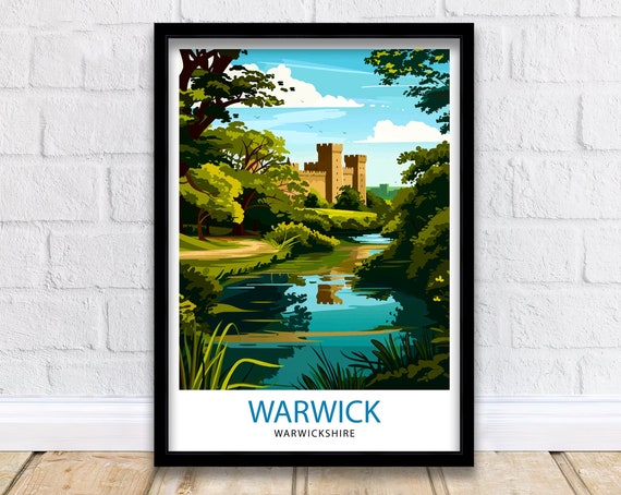 Warwickshire Castle Travel Print Warwickshire Wall Decor Warwickshire Home Living Decor Warwickshire Illustration Travel Poster Warwickshire