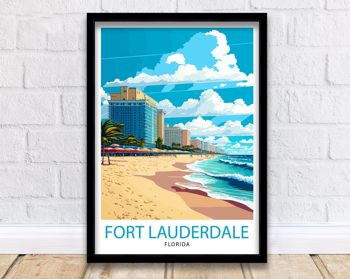 Fort Lauderdale Travel Poster, Florida Beach Decor