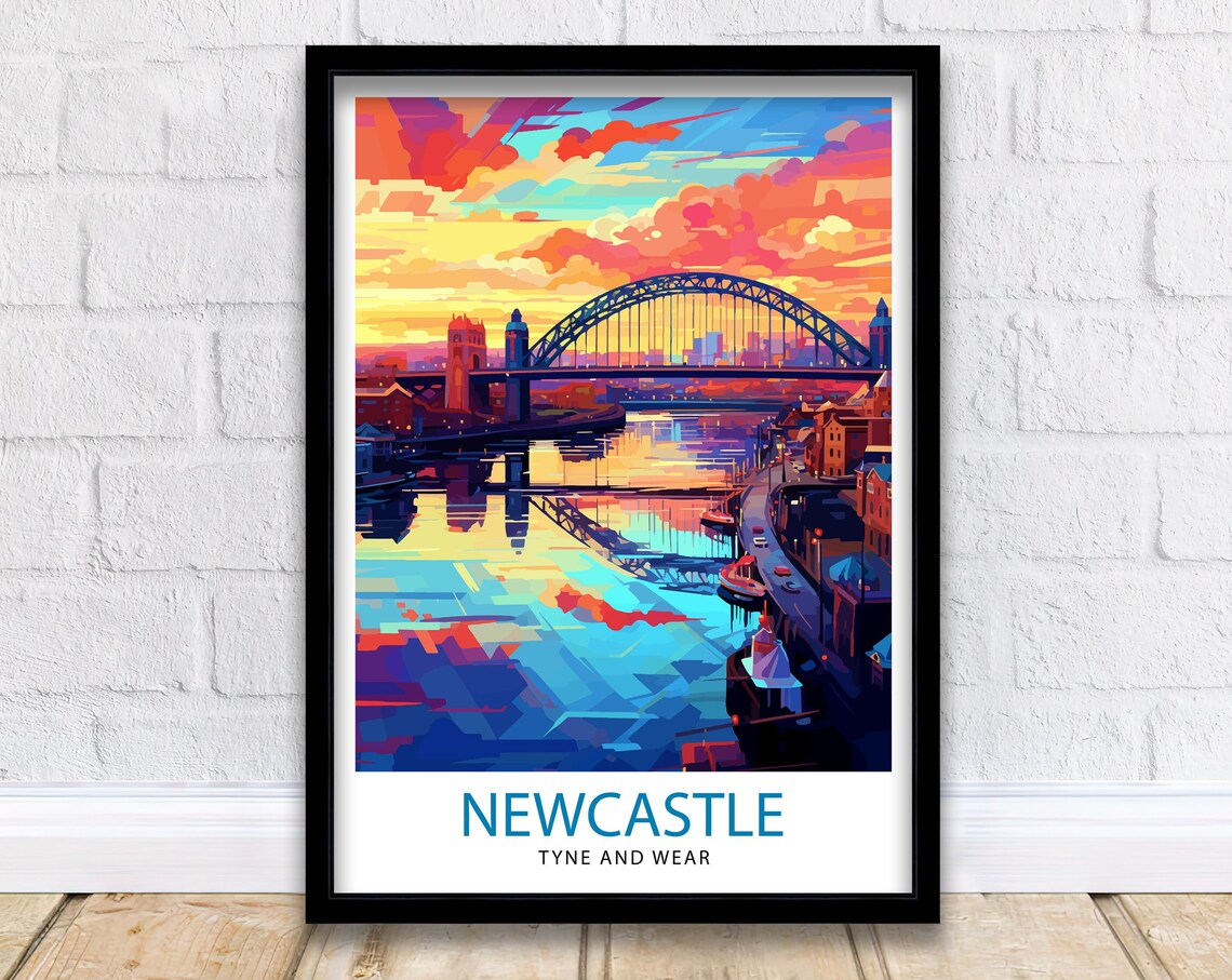 Newcastle Upon Tyne Travel Poster, England Wall Decor