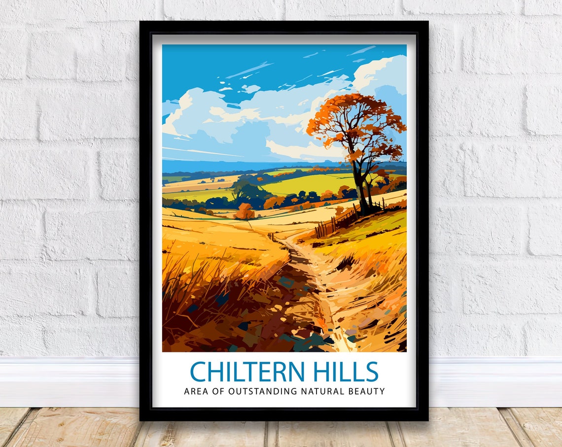 Chiltern Hills Golden Countryside Autumn Path English Area Poster