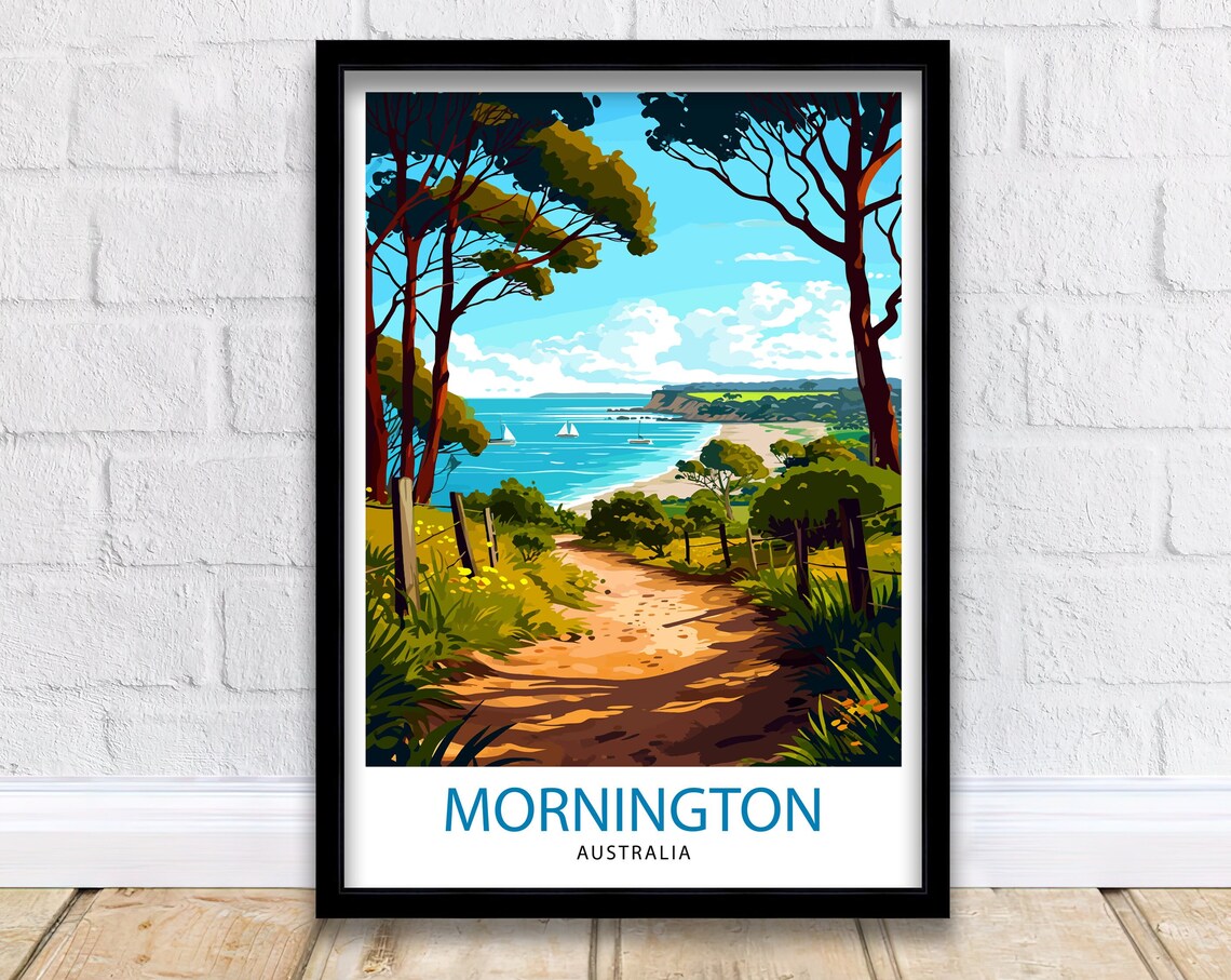 Mornington Australia Coastal Trail Beach Scene Travel Art Poster