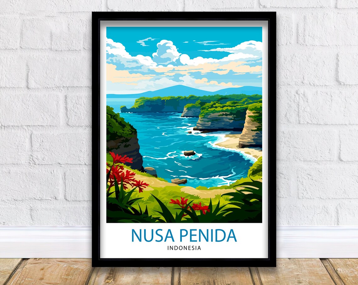 Nusa Penida Indonesia Ocean Cliffs Tropical Coastline Poster