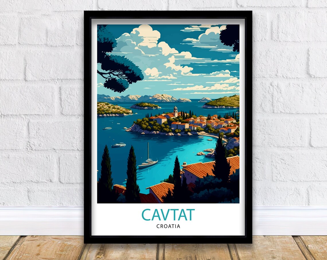 Cavtat Croatia Travel Poster, Europe Wall Art