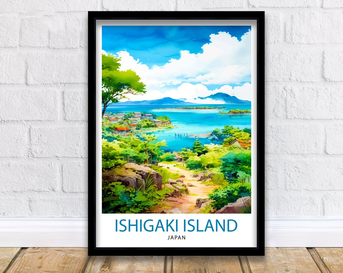 Ishigaki Island Japan Tropical Bay Village View Travel Poster
