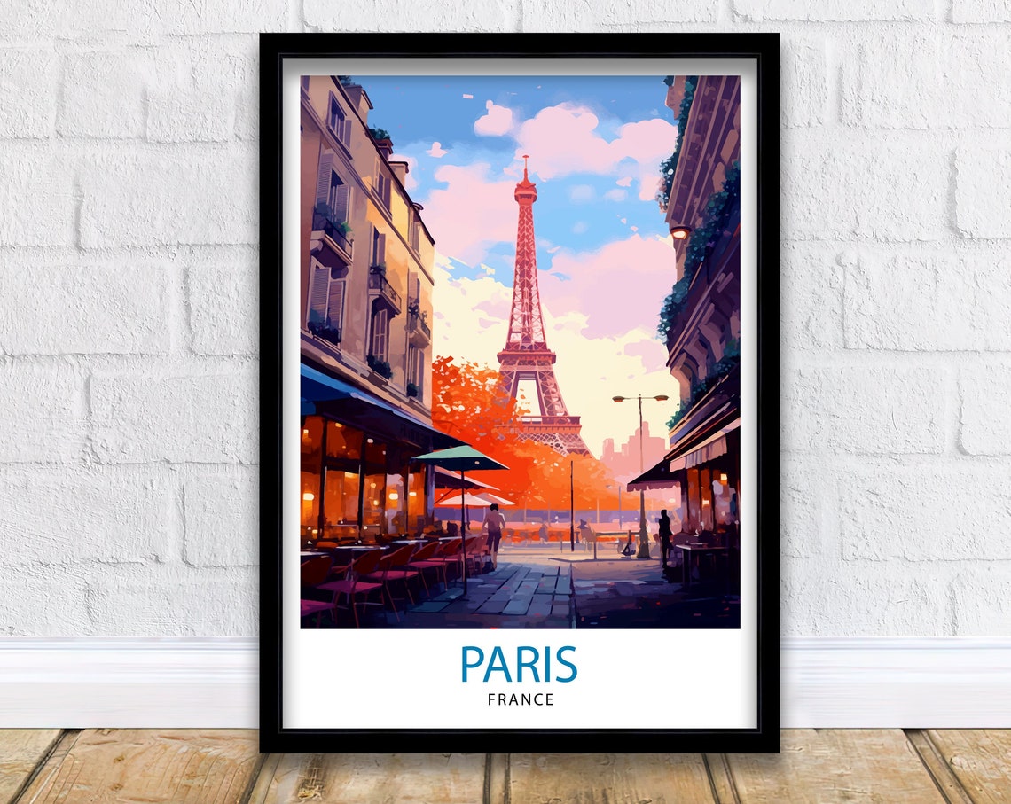 Paris France Travel Print Paris Wall Art Eiffel Tower Art France Travel Poster Paris Home Decor French Illustration Parisian Art Print