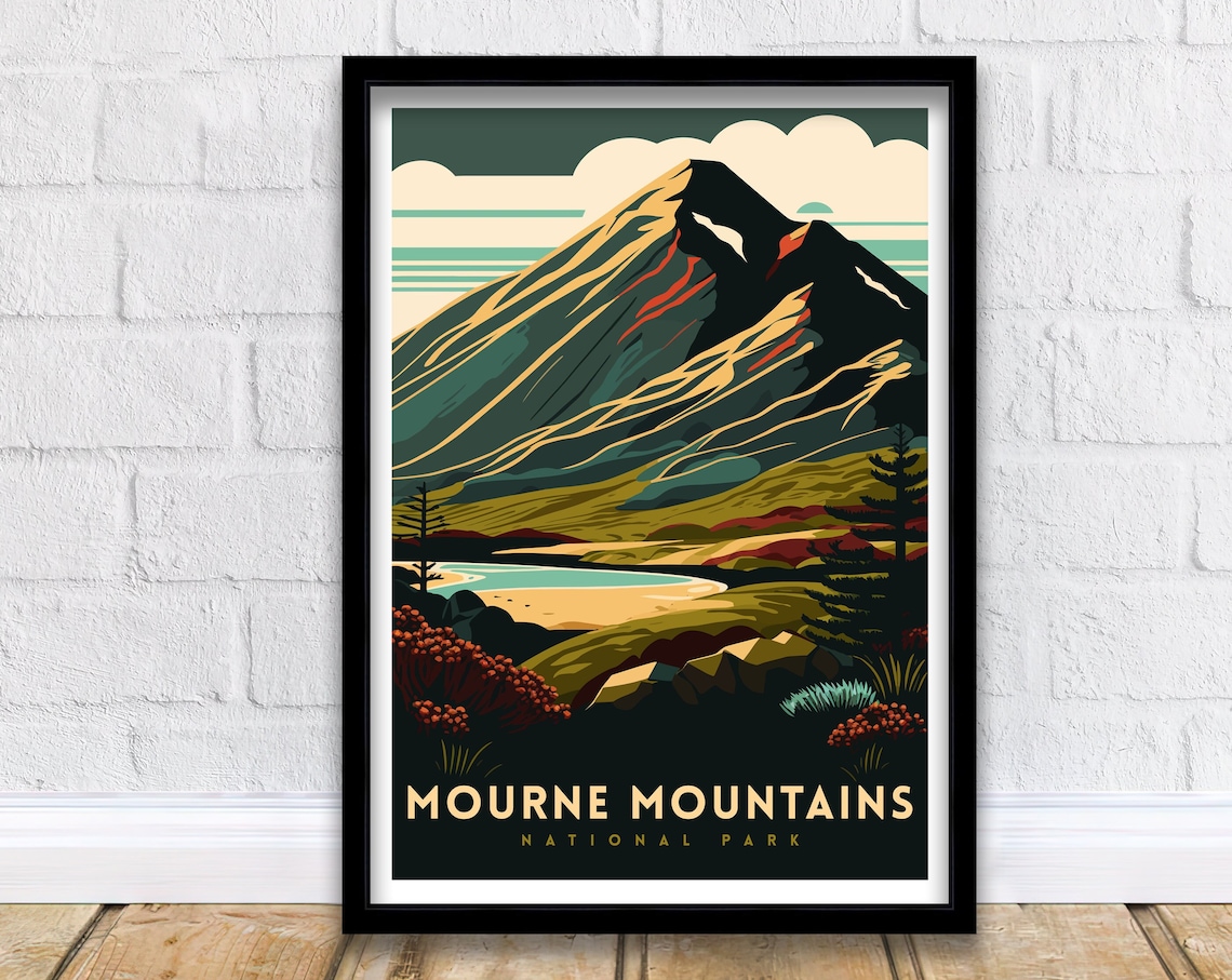 Mourne Mountains Ireland Travel Poster Art Print