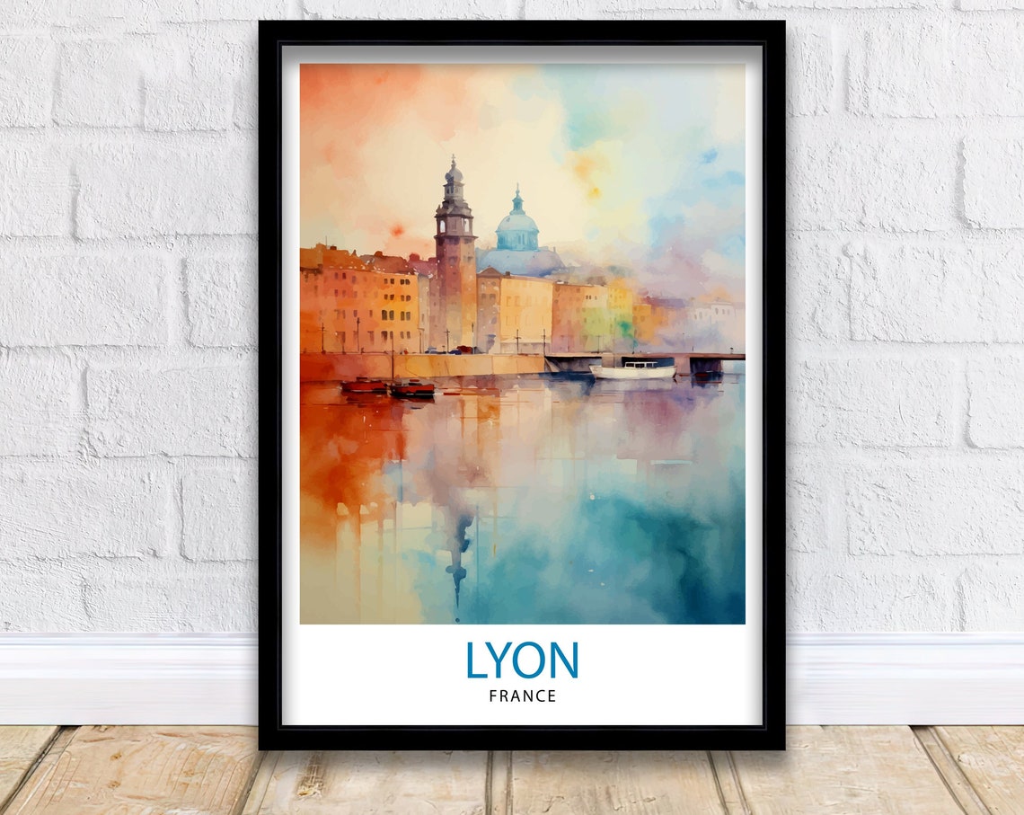 Lyon France Travel Print Lyon Wall Decor Lyon Poster France Travel Prints Lyon Art Print Lyon Illustration Lyon Wall Art France Print