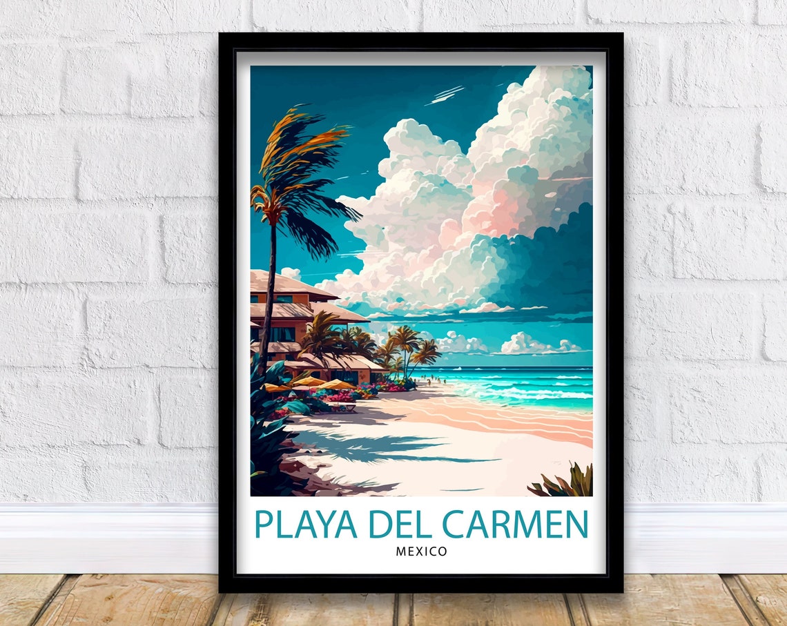 Playa del Carmen Mexico Tropical Sandy Beach Resort Travel Poster