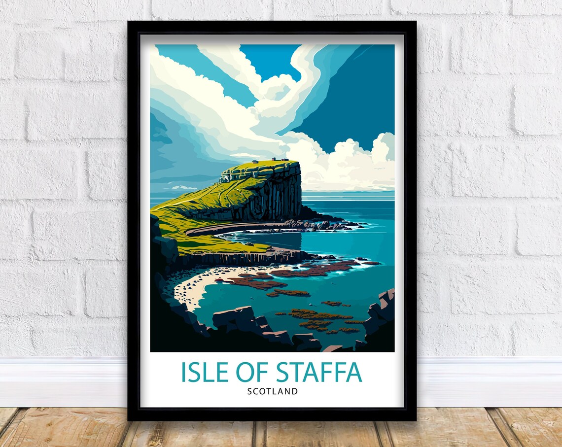 Staffa Scotland Travel Poster, Europe Wall Decor