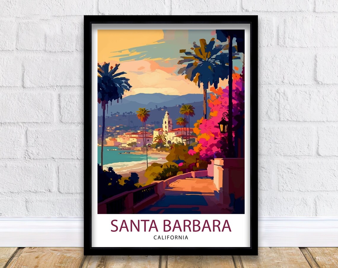Santa Barbara California Travel Poster, Home Decor