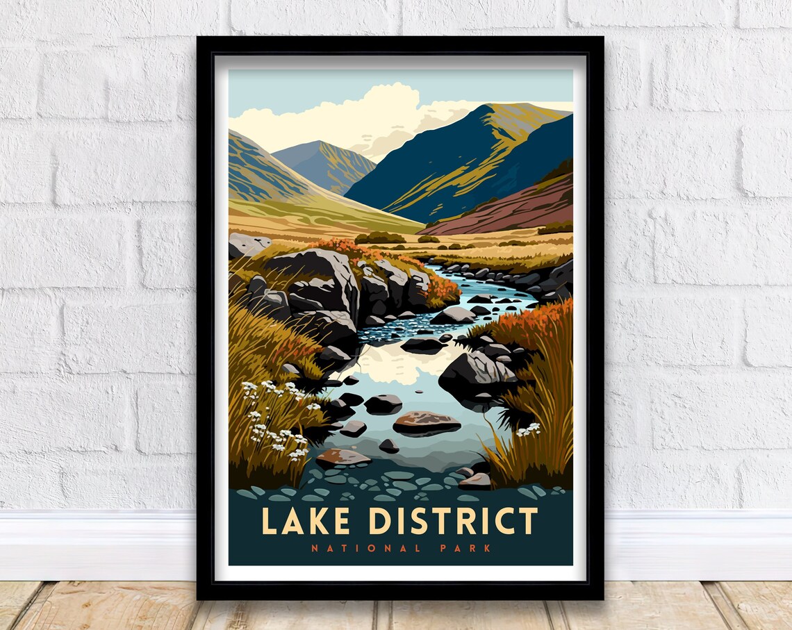 Lake District Travel Poster, Lake District Art Print