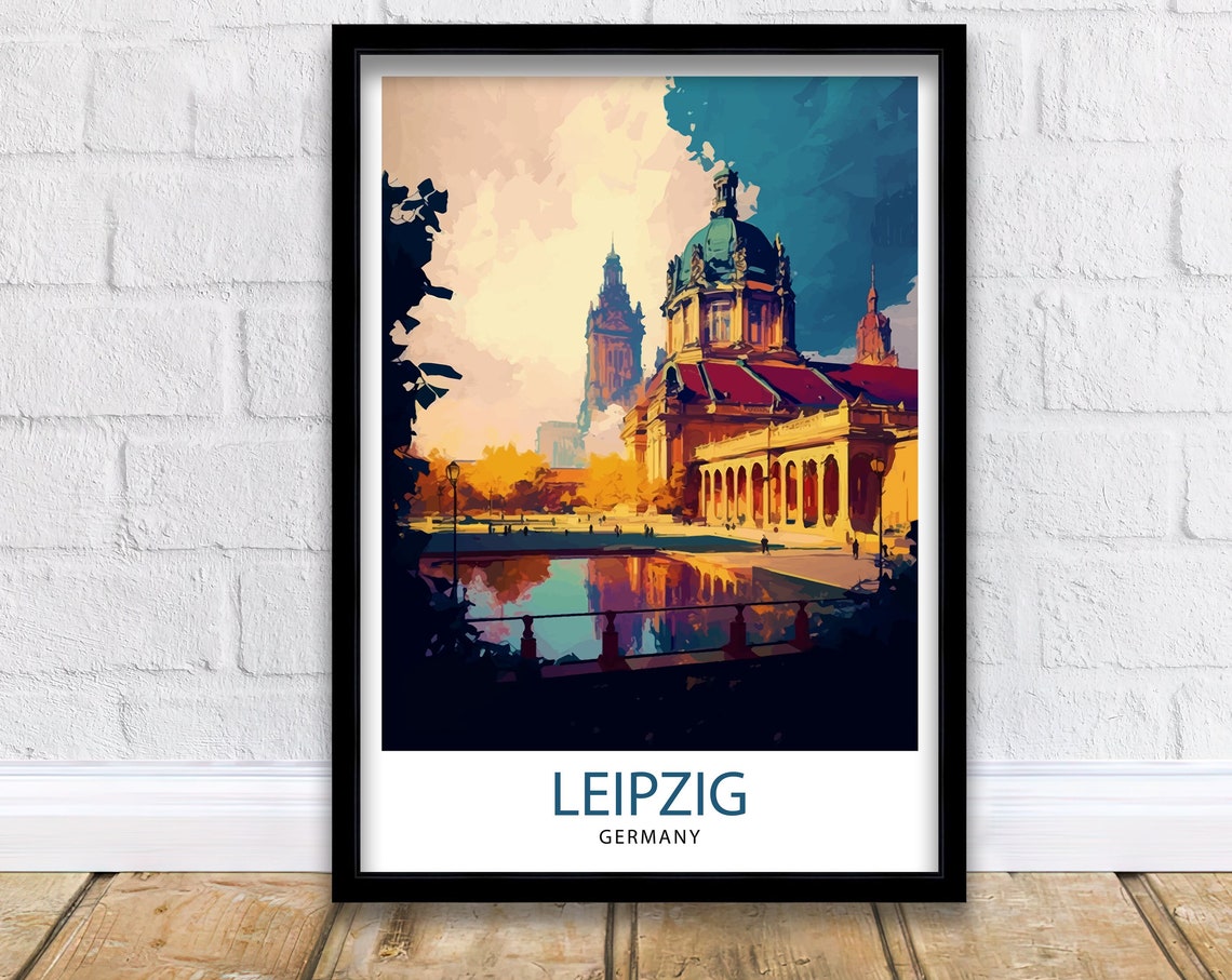 Leipzig Germany Historic Domed Palace Dusk Cityscape Art Poster