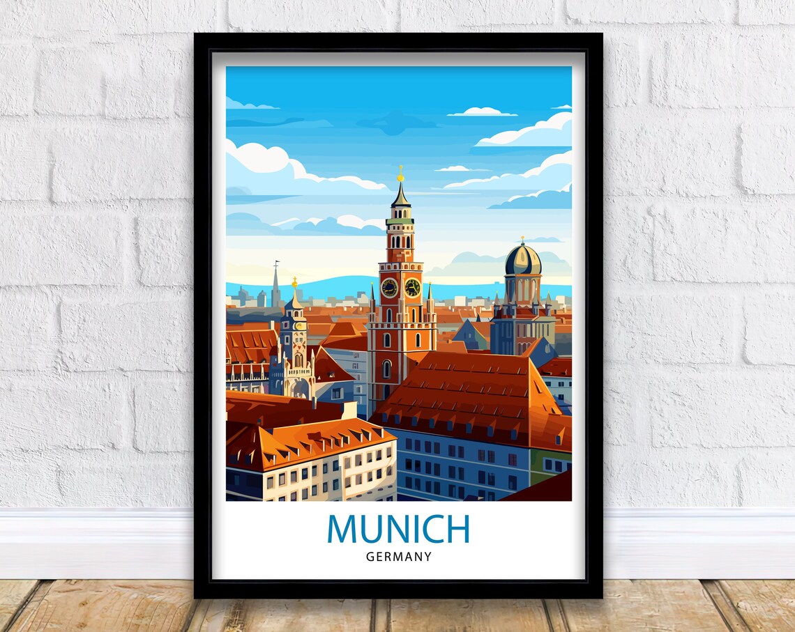 Munich Germany Travel Poster, Munich Wall Decor