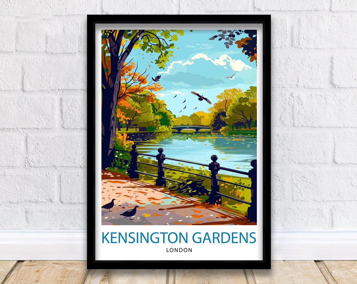 Kensington Gardens London Travel Poster, Wall Decor