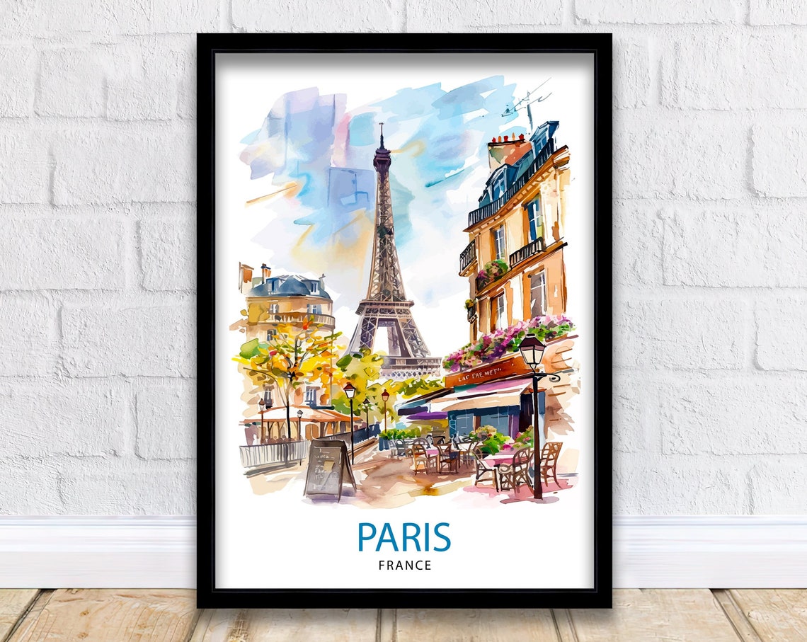 Paris France Travel Print Paris Wall Art Eiffel Tower Art France Travel Poster Paris Home Decor French Illustration Parisian Art Print