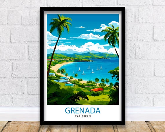 Grenada Caribbean Travel Poster, Wall Decor