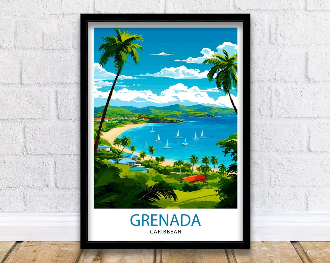 Grenada Caribbean Travel Poster, Wall Decor