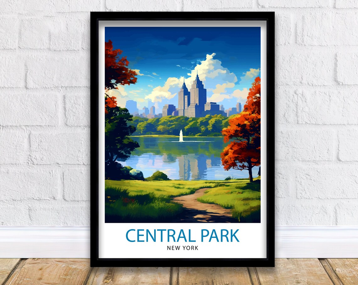 Central Park New York Travel Poster, NYC Landmark