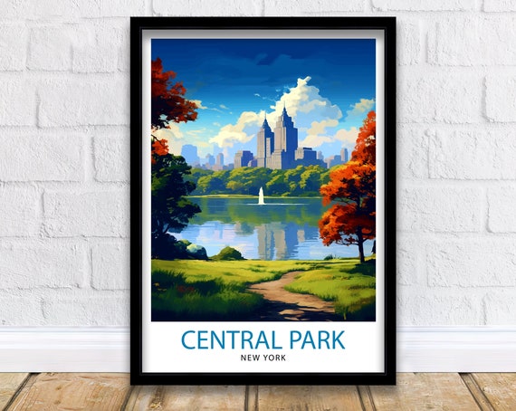 Central Park New York Travel Poster, NYC Landmark