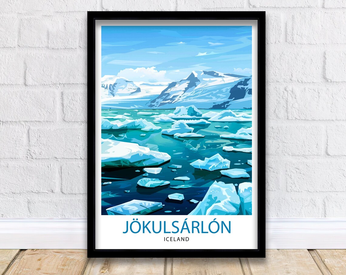 Jokulsarlon Iceland Travel Poster, Europe Decor