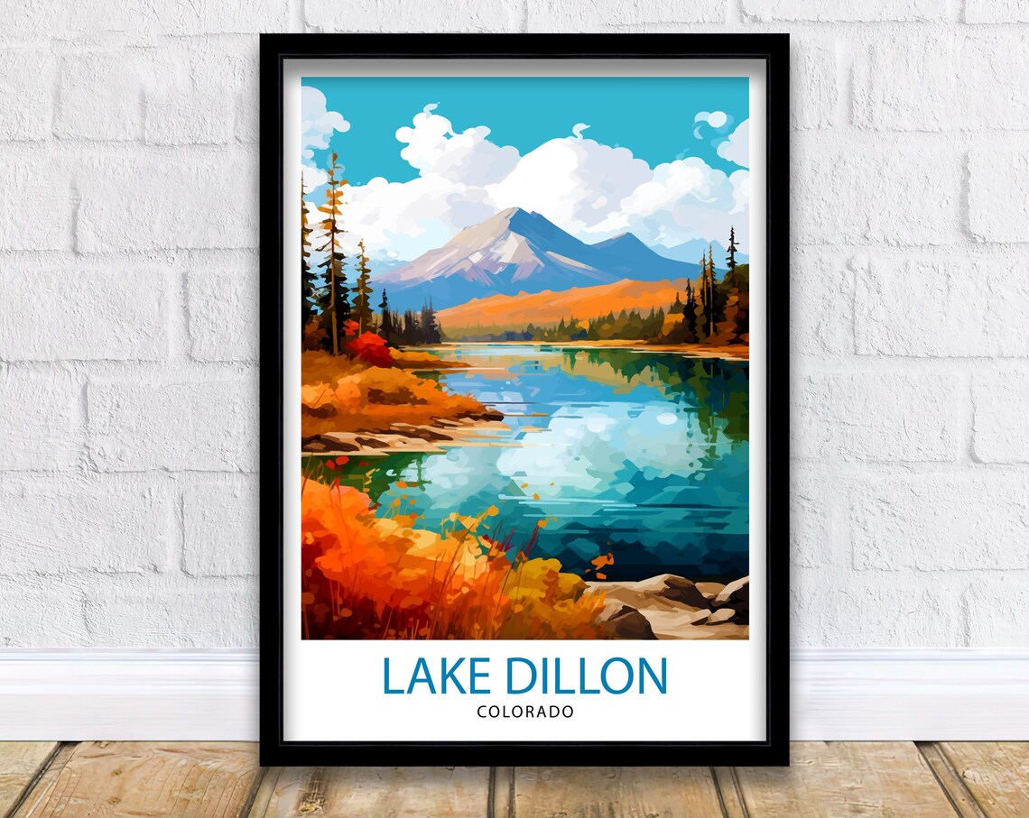 Lake Dillon Colorado Travel Poster, Rocky Mountain View