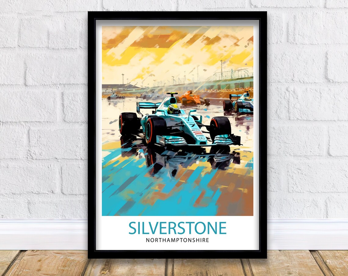 Silverstone Circuit Travel Poster, Motorsport Art Print