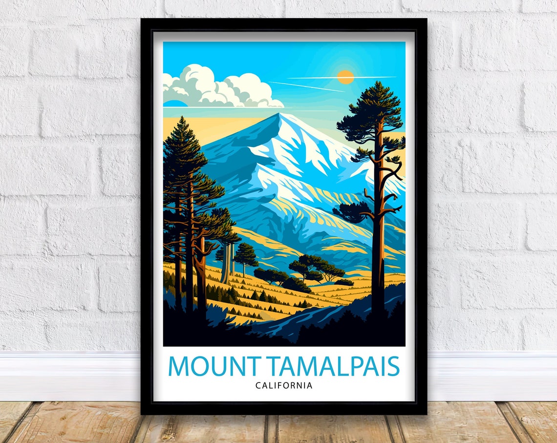 Mount Tamalpais California Snow Capped Peak Pine Landscape Poster
