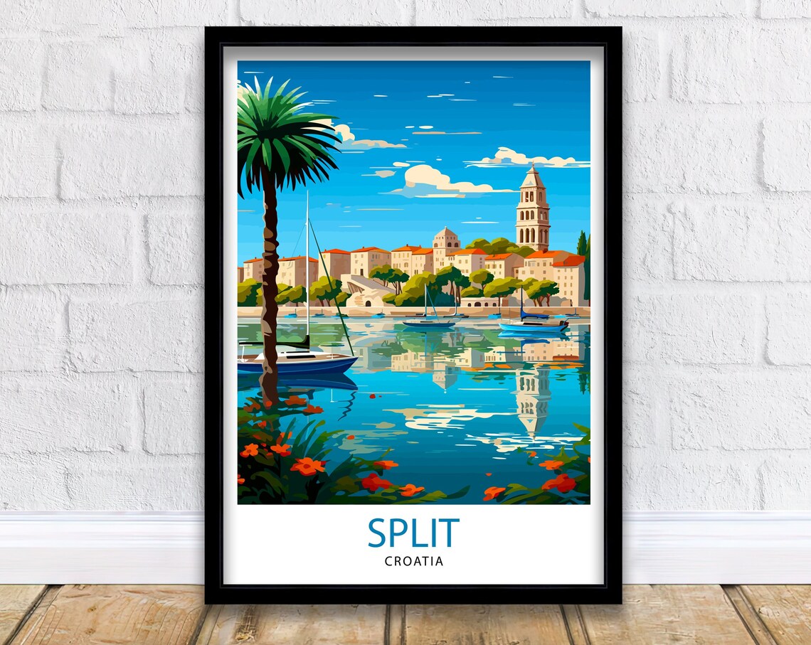 Split Croatia Travel Poster, Europe Wall Decor