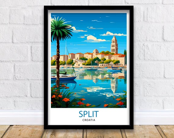 Split Croatia Travel Poster, Europe Wall Decor
