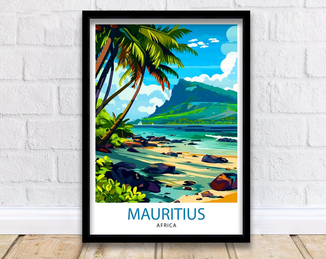 Mauritius Travel Poster, Island Wall Art Print