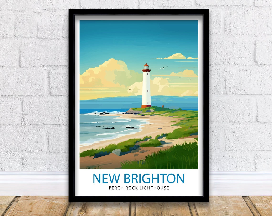 New Brighton Perch Rock Lighthouse Rocky Seaside Shore Poster