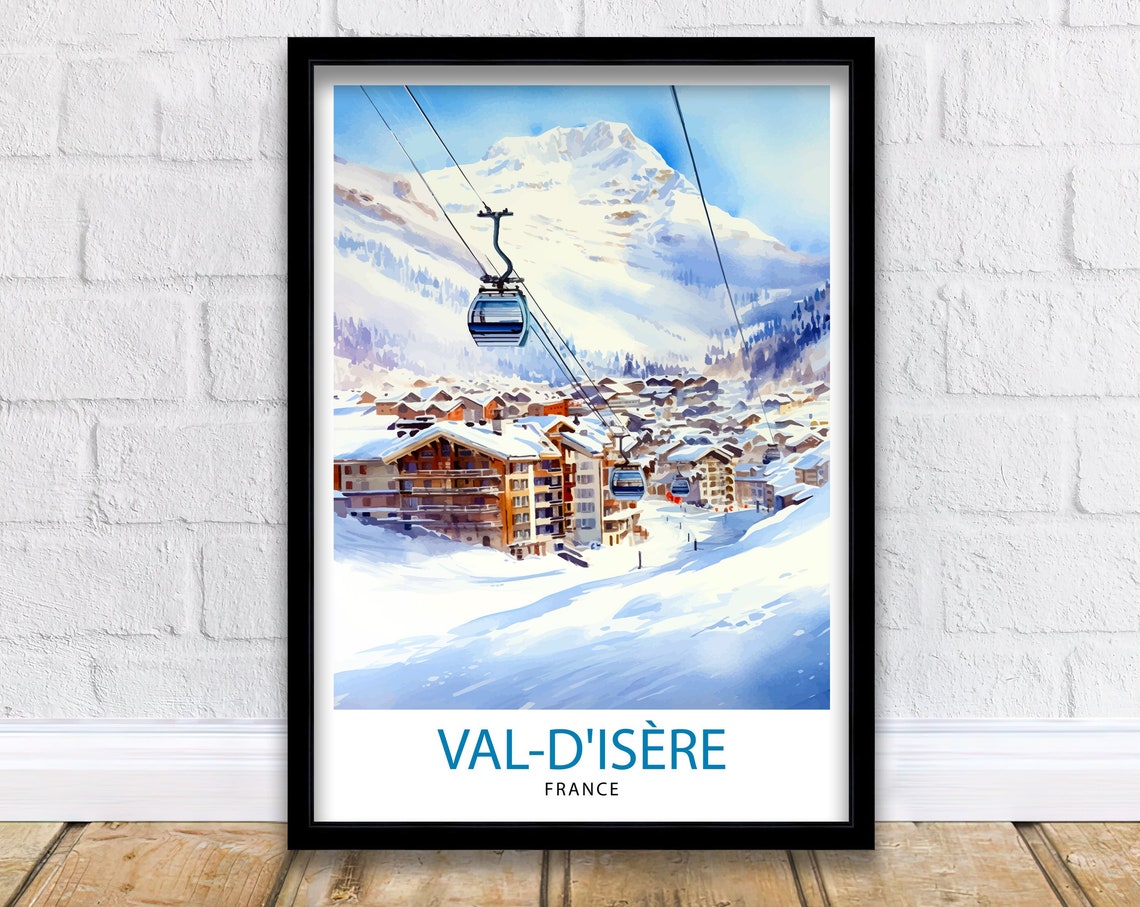 Val d'Isere French Alps Ski Resort Gondola Snow Scene Poster
