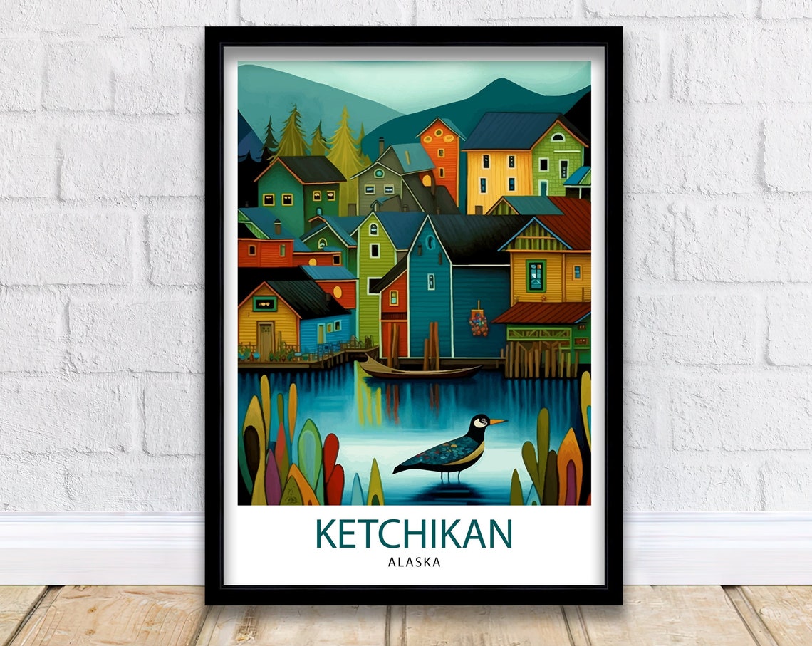 Ketchikan Alaska Travel Poster Ketchikan Wall Decor Ketchikan Art Print Alaska Travel Prints Ketchikan Illustration Ketchikan Wall Art