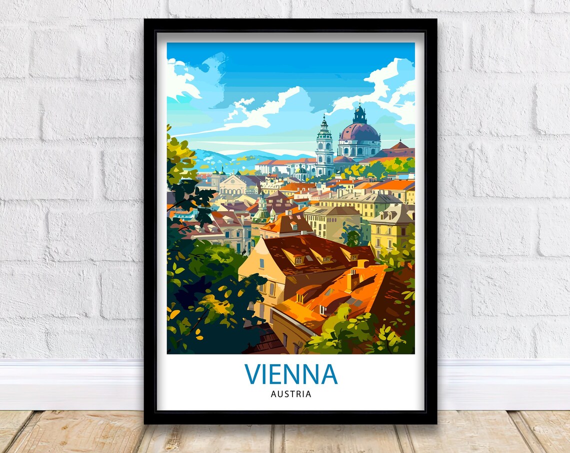 Vienna Austria Vintage Travel Poster, Wall Decor