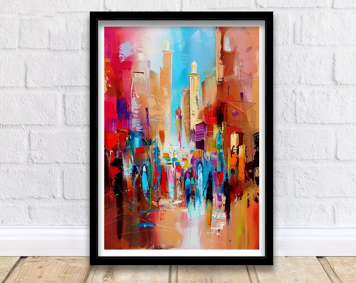 Marrakesh Abstract Art Print Moroccan Mosaic Patterns Colorful Souk Illustration Desert Palette Wall Decor Vibrant Medina Artwork Cultural