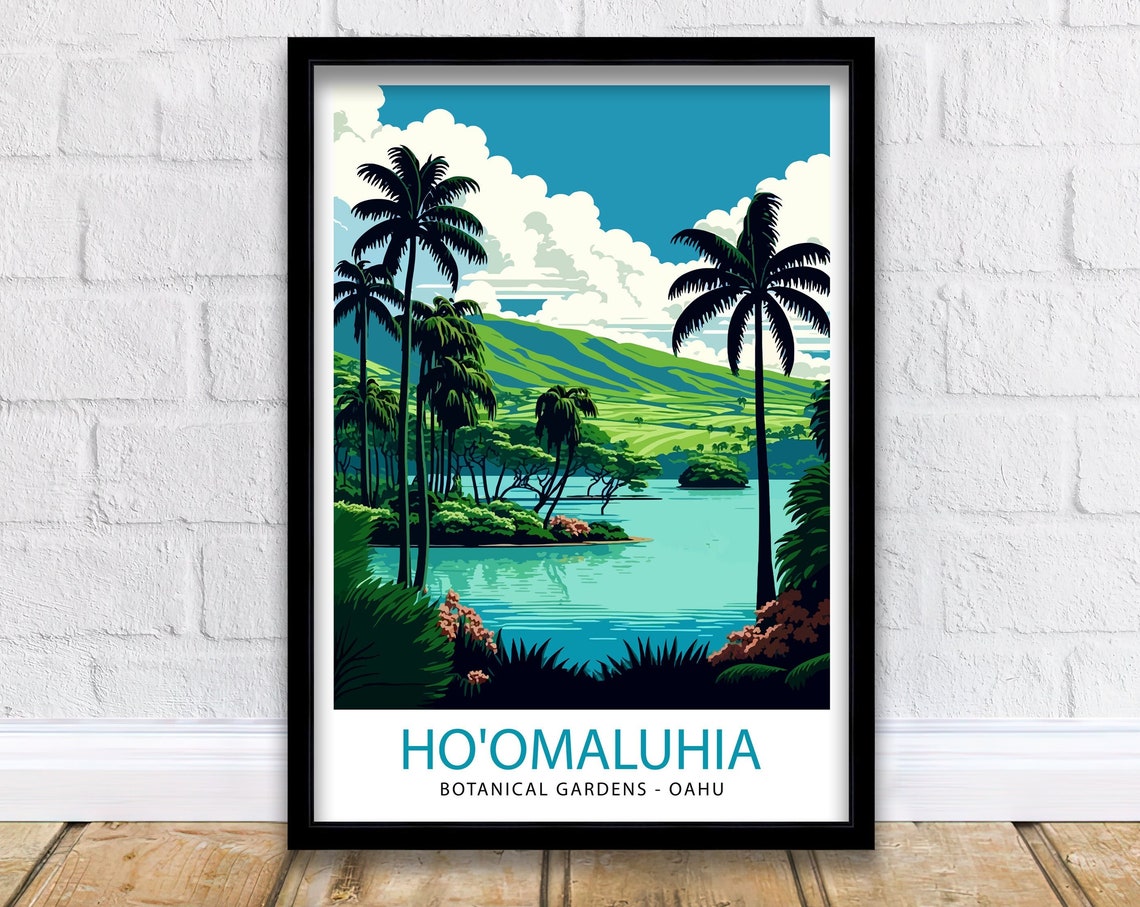 Ho'omaluhia Oahu Botanical Gardens Palm Lagoon Tropical Poster