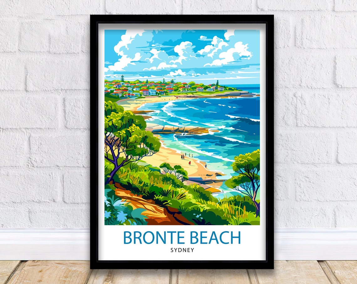 Bronte Beach Sydney Surf Bay and Headland Ocean Scene Poster