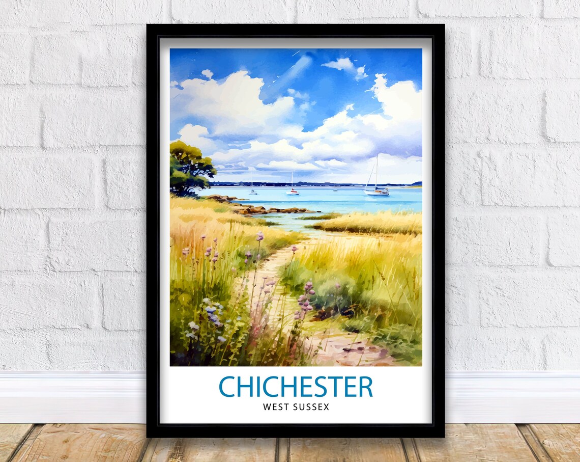 Chichester Harbour West Sussex Watercolor Coastline Art Poster