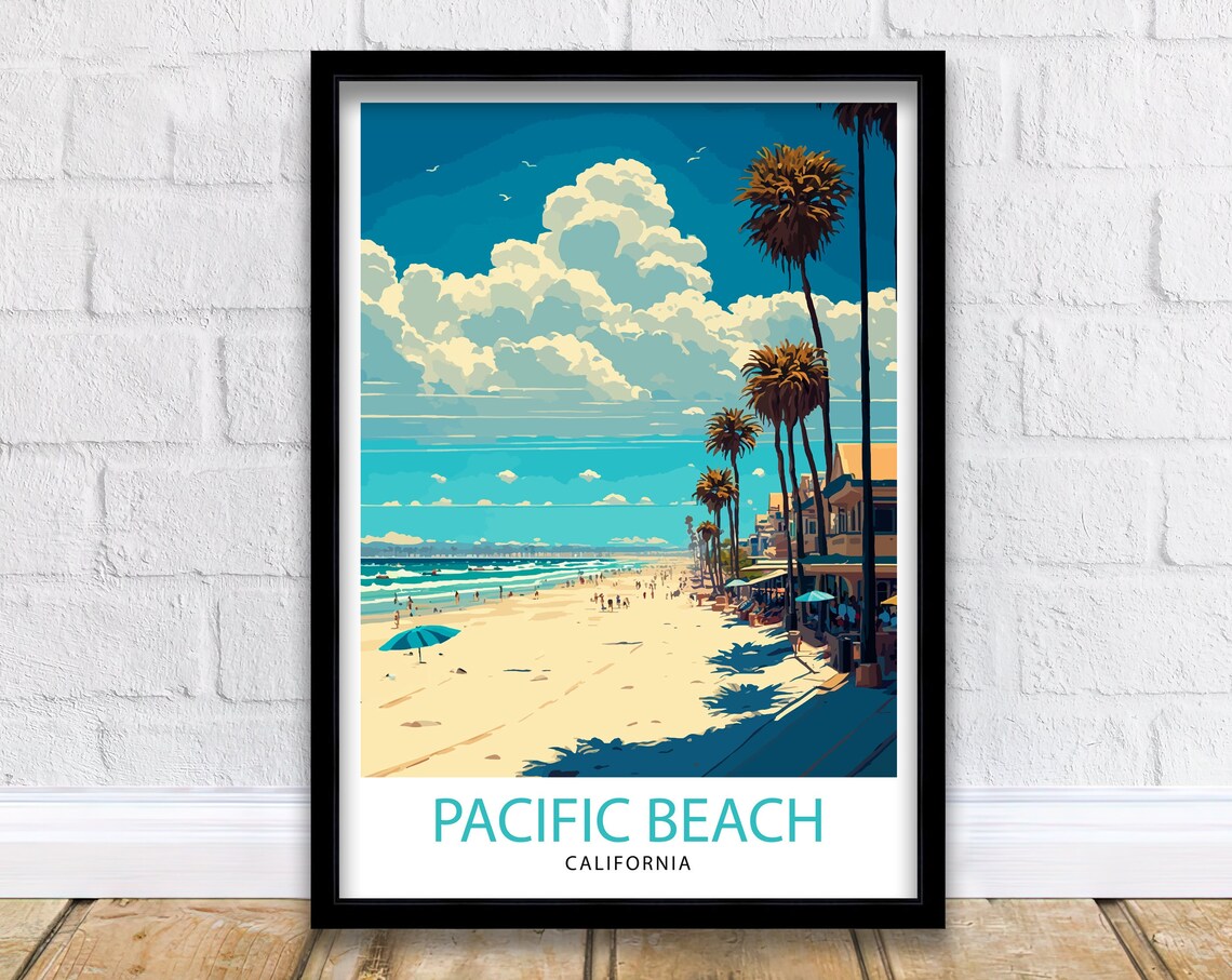 Pacific Beach California Travel Poster, Wall Decor