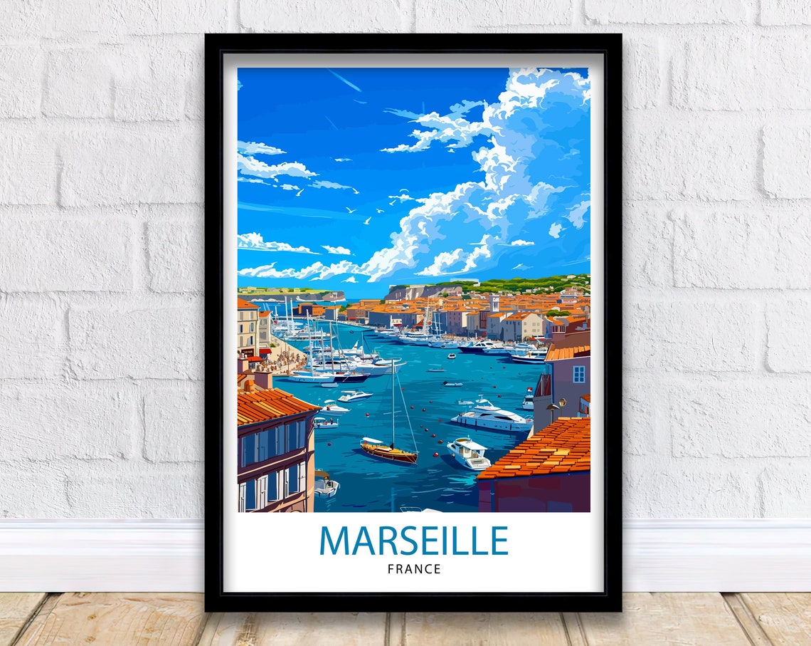 Marseille France Travel Print Marseille Wall Decor Marseille Poster France Travel Prints Marseille Art Print Marseille Illustration