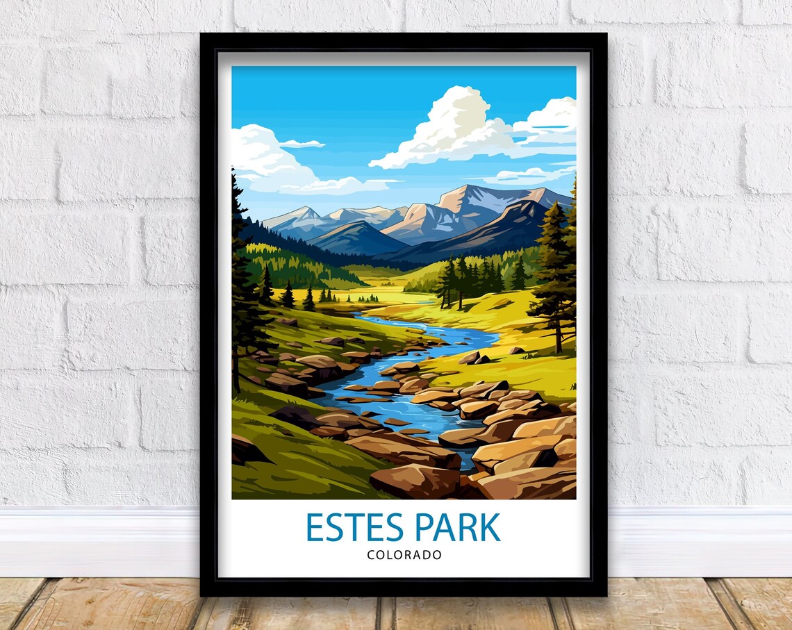 Estes Park Colorado Travel Poster, Rocky Mountain