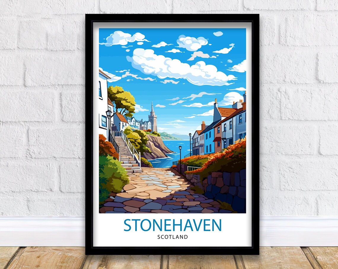 Stonehaven Scotland Travel Poster, Europe Wall Decor