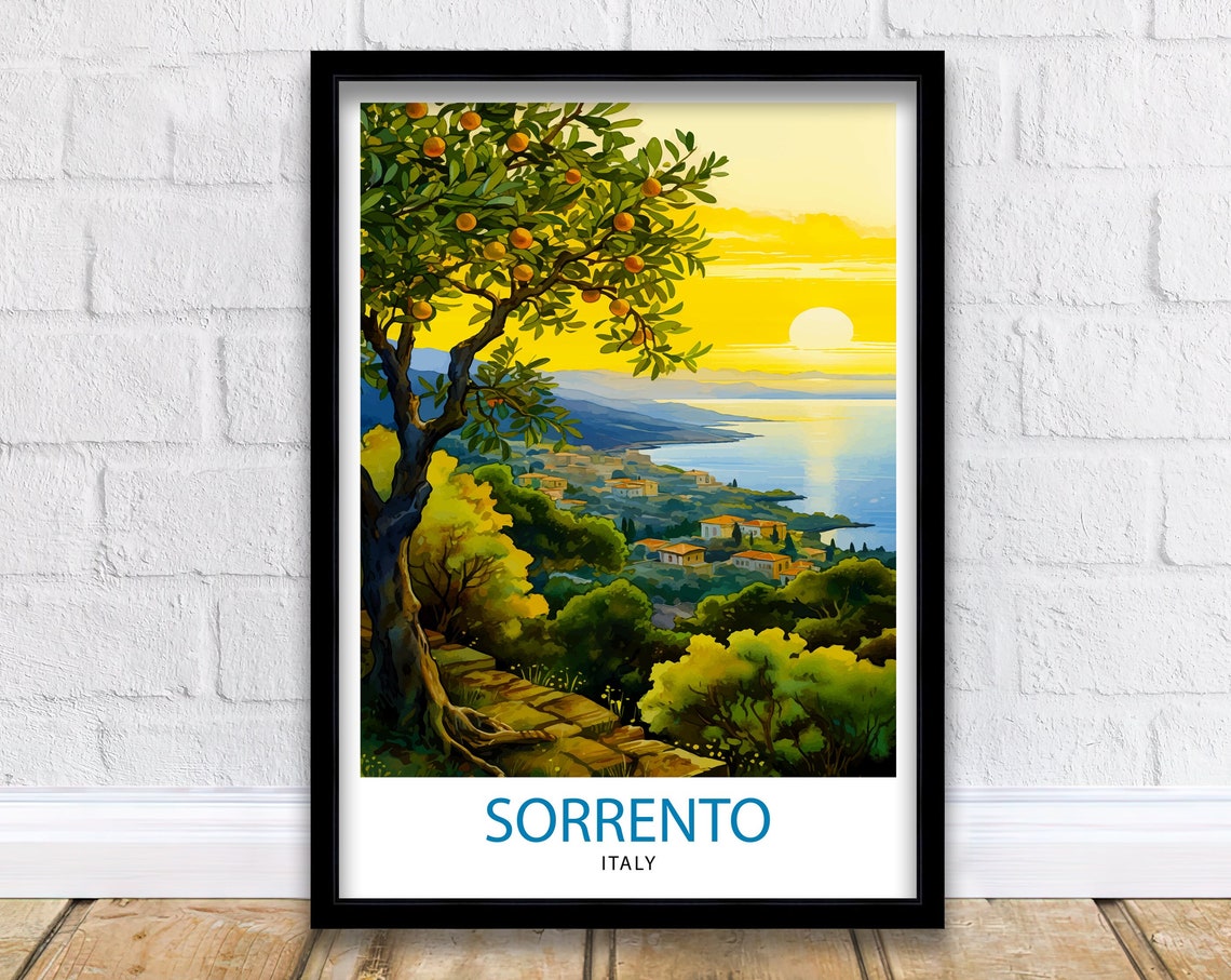 Sorrento Italy Travel Print Sorrento Wall Decor Sorrento Poster Italy Travel Prints Sorrento Art Print Sorrento Italy Illustration